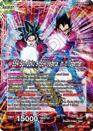 [BT18-001] Son Goku & Vegeta // SS4 Son Goku & SS4 Vegeta, In It Together