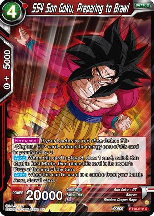 [BT18-012] SS4 Son Goku, Preparing to Brawl