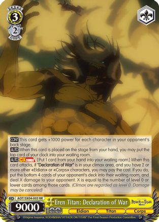 [SX04-003 RR] Eren Titan: Declaration of War