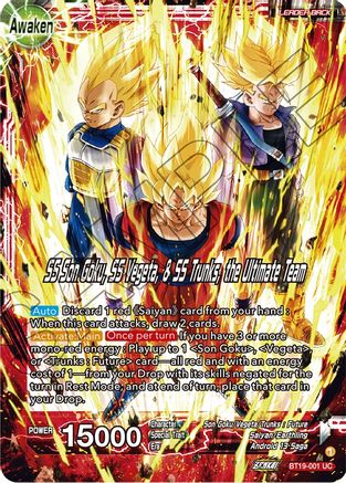 [BT19-001] Son Goku & Vegeta & Trunks // SS Son Goku, SS Vegeta, & SS Trunks, the Ultimate Team (Foil)