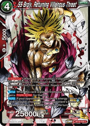 [BT19-029] SS Broly, Returning Villainous Threat