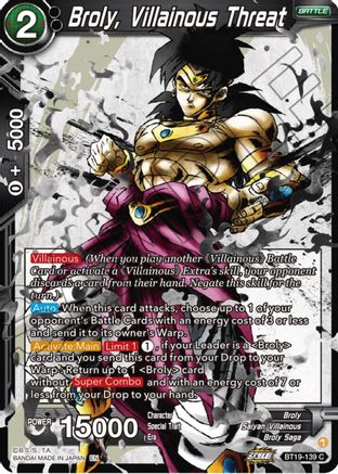 [BT19-139] Broly, Villainous Threat (Foil)